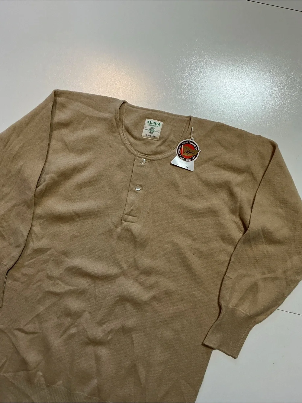Vintage Alpha 100% Cashmere Japan Undershirt Henley Sweater
